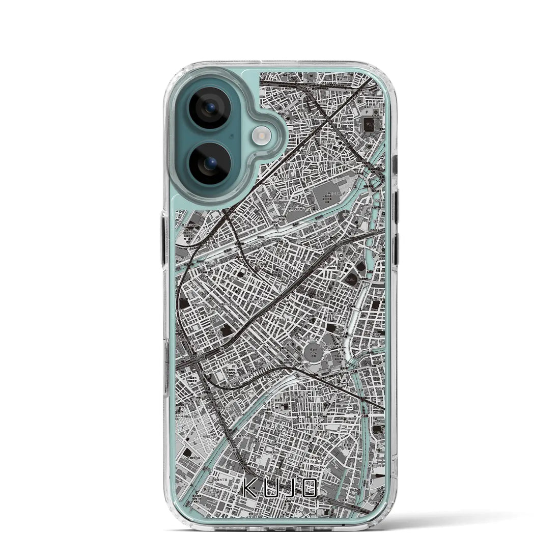 【九条(大阪府)】地図柄iPhoneケース(MagSafeタイプ)モノトーン・iPhone 16 Pro 用