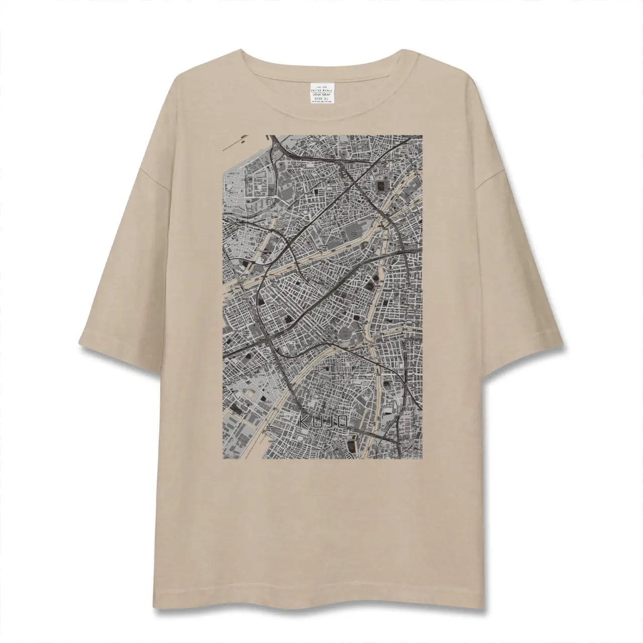 【九条（大阪府）（大阪府）】地図柄ビッグシルエットTシャツ