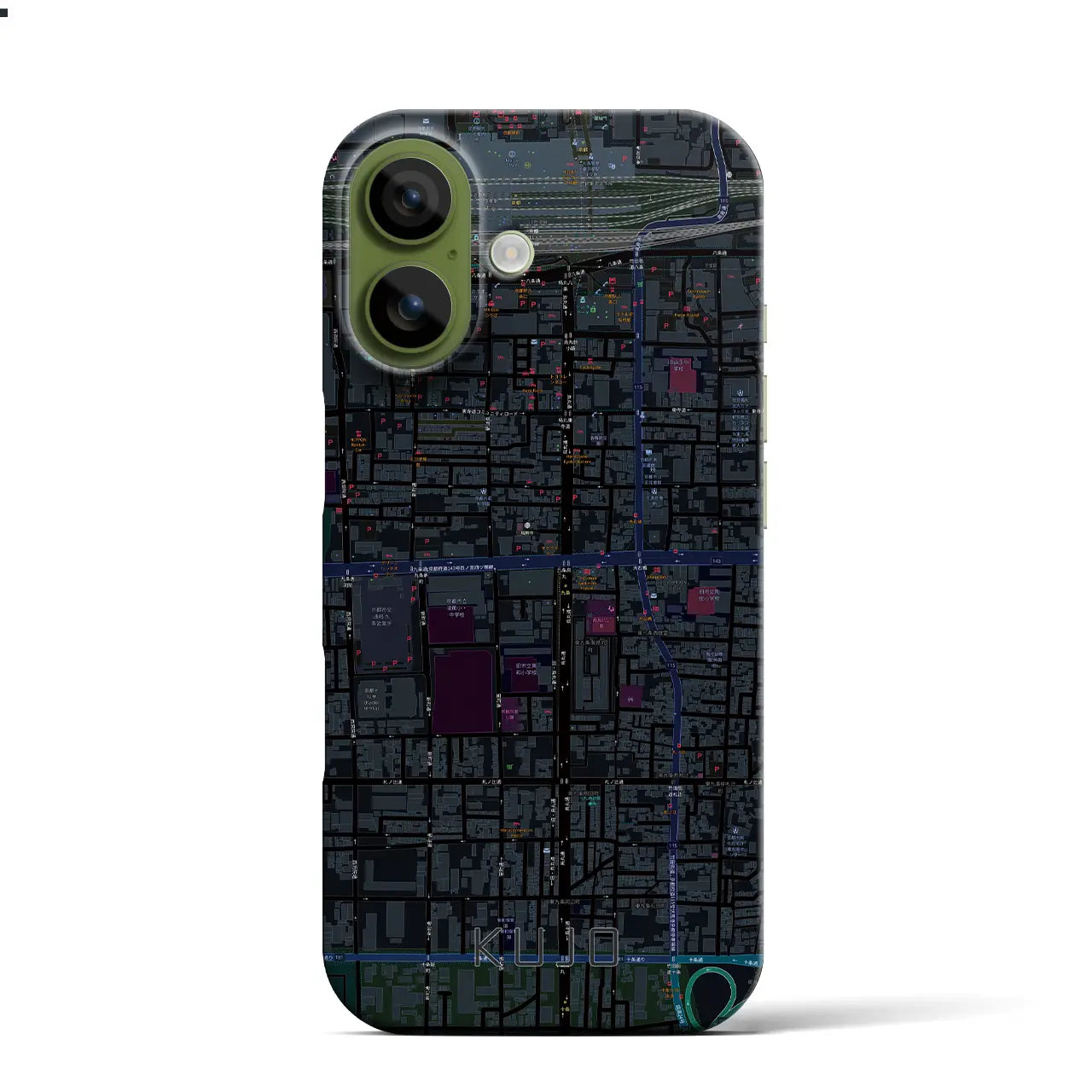 【九条（京都府）】地図柄iPhoneケース（バックカバータイプ）