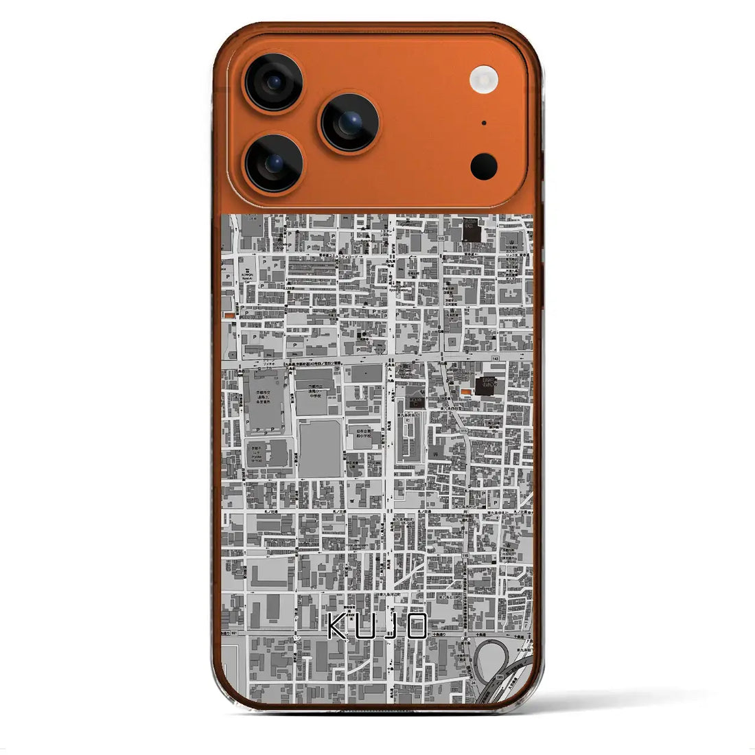 【九条（京都府）】地図柄iPhoneケース（クリアタイプ）モノトーン・iPhone 17 Pro Max 用