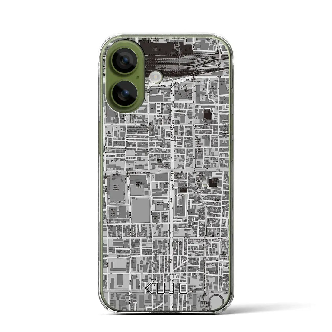 【九条（京都府）】地図柄iPhoneケース（クリアタイプ）モノトーン・iPhone 17 Pro Max 用