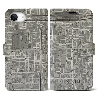 【九条（京都府）】地図柄iPhoneケース（手帳タイプ）