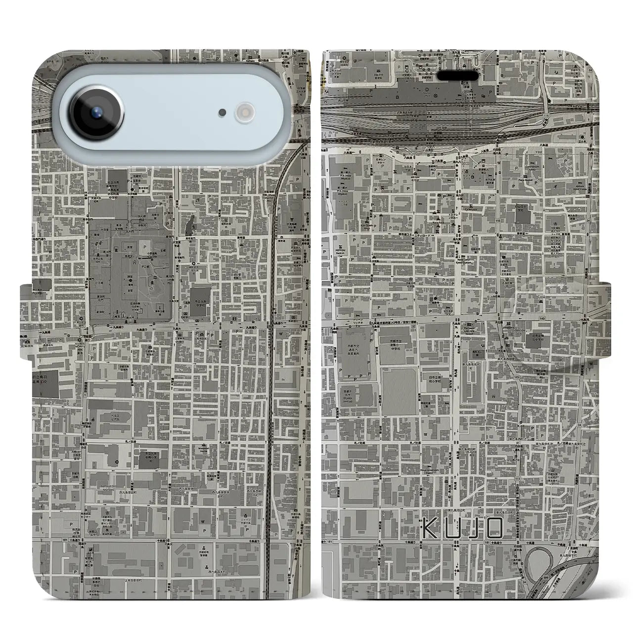 【九条（京都府）】地図柄iPhoneケース（手帳タイプ）