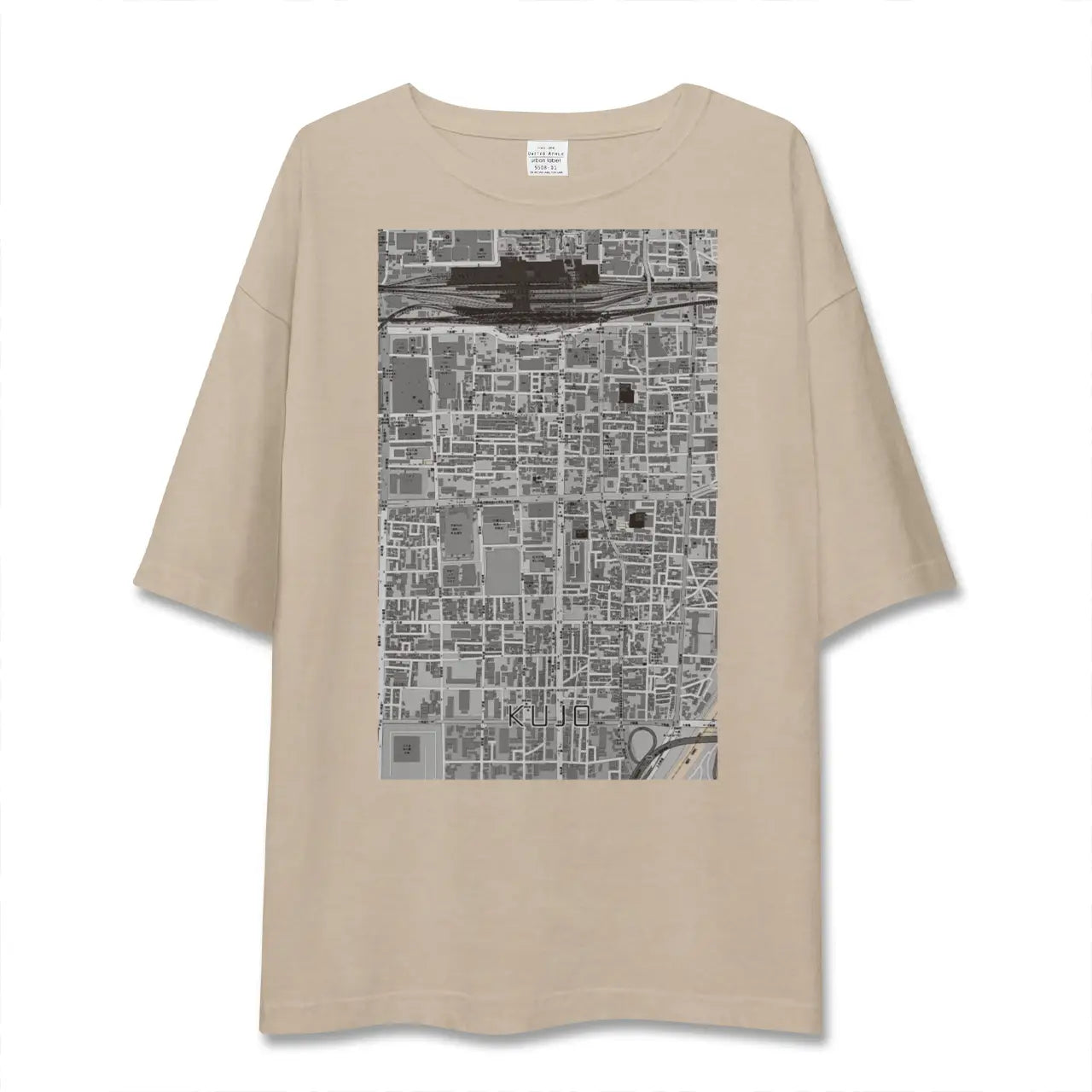 【九条（京都府）】地図柄ビッグシルエットTシャツ