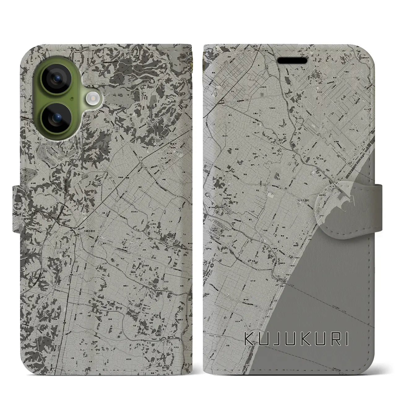 【九十九里（千葉県）】地図柄iPhoneケース（手帳タイプ）