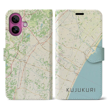 【九十九里（千葉県）】地図柄iPhoneケース（手帳タイプ）ナチュラル・iPhone 16 Pro 用