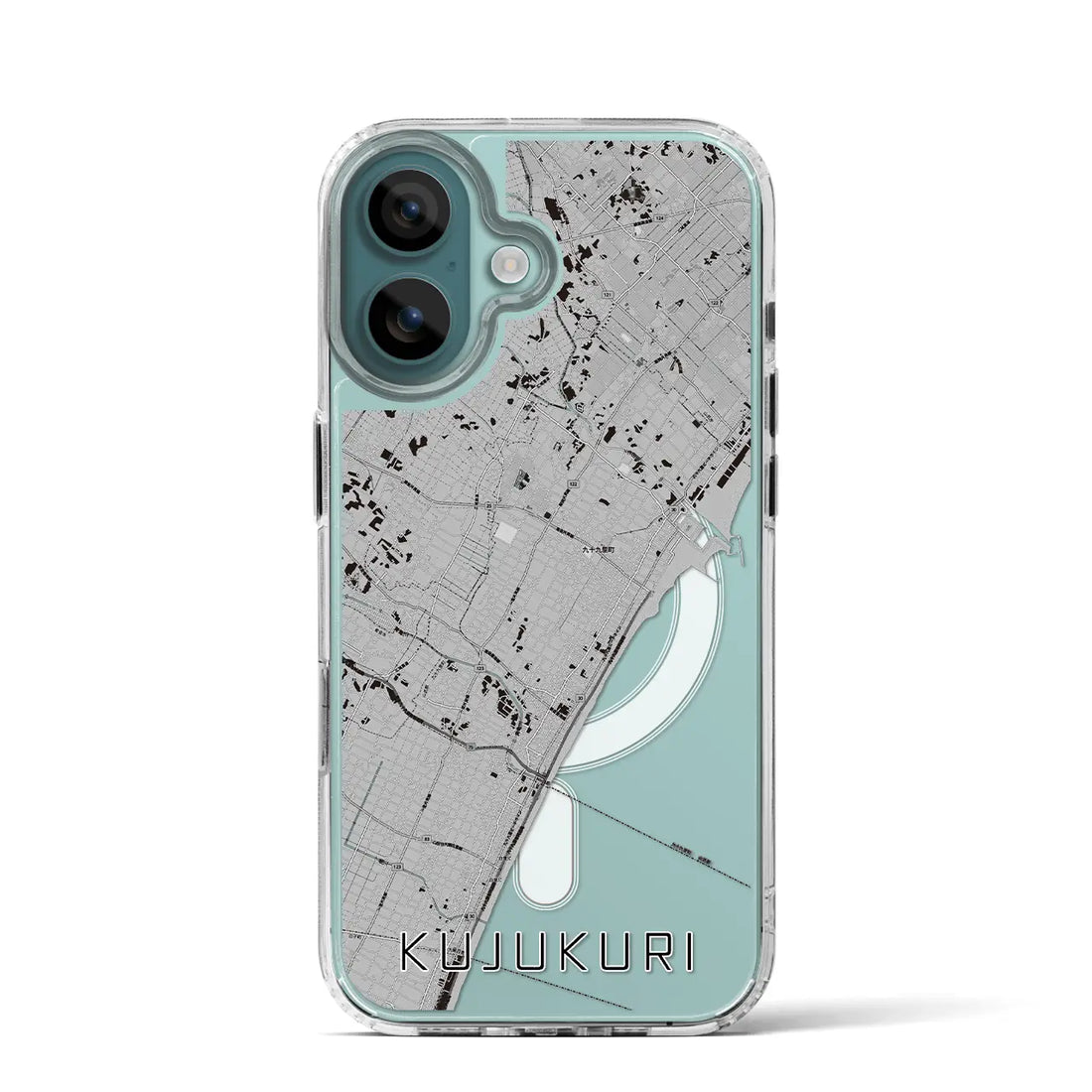 【九十九里(千葉県)】地図柄iPhoneケース(MagSafeタイプ)モノトーン・iPhone 16 Pro 用
