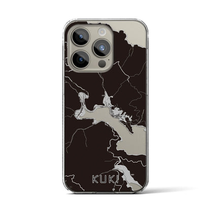【九鬼（三重県）】地図柄iPhoneケース（クリアタイプ）モノトーン・iPhone 15 Pro 用