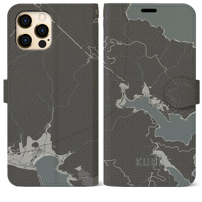 【九鬼（三重県）】地図柄iPhoneケース（手帳タイプ）モノトーン・iPhone 12 Pro Max 用