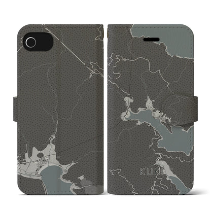 【九鬼（三重県）】地図柄iPhoneケース（手帳タイプ）モノトーン・iPhone SE（第3 / 第2世代） / 8 / 7 / 6s / 6 用