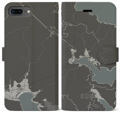 【九鬼（三重県）】地図柄iPhoneケース（手帳タイプ）モノトーン・iPhone 8Plus /7Plus / 6sPlus / 6Plus 用