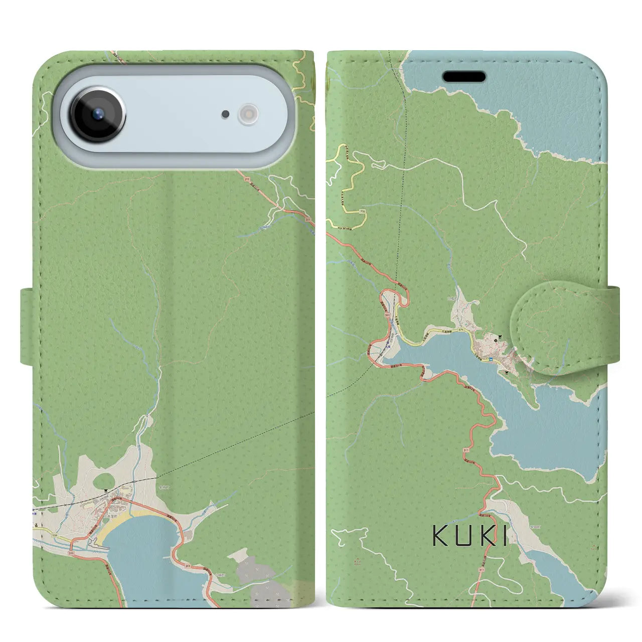 【九鬼（三重県）】地図柄iPhoneケース（手帳タイプ）モノトーン・iPhone 17 Pro Max 用