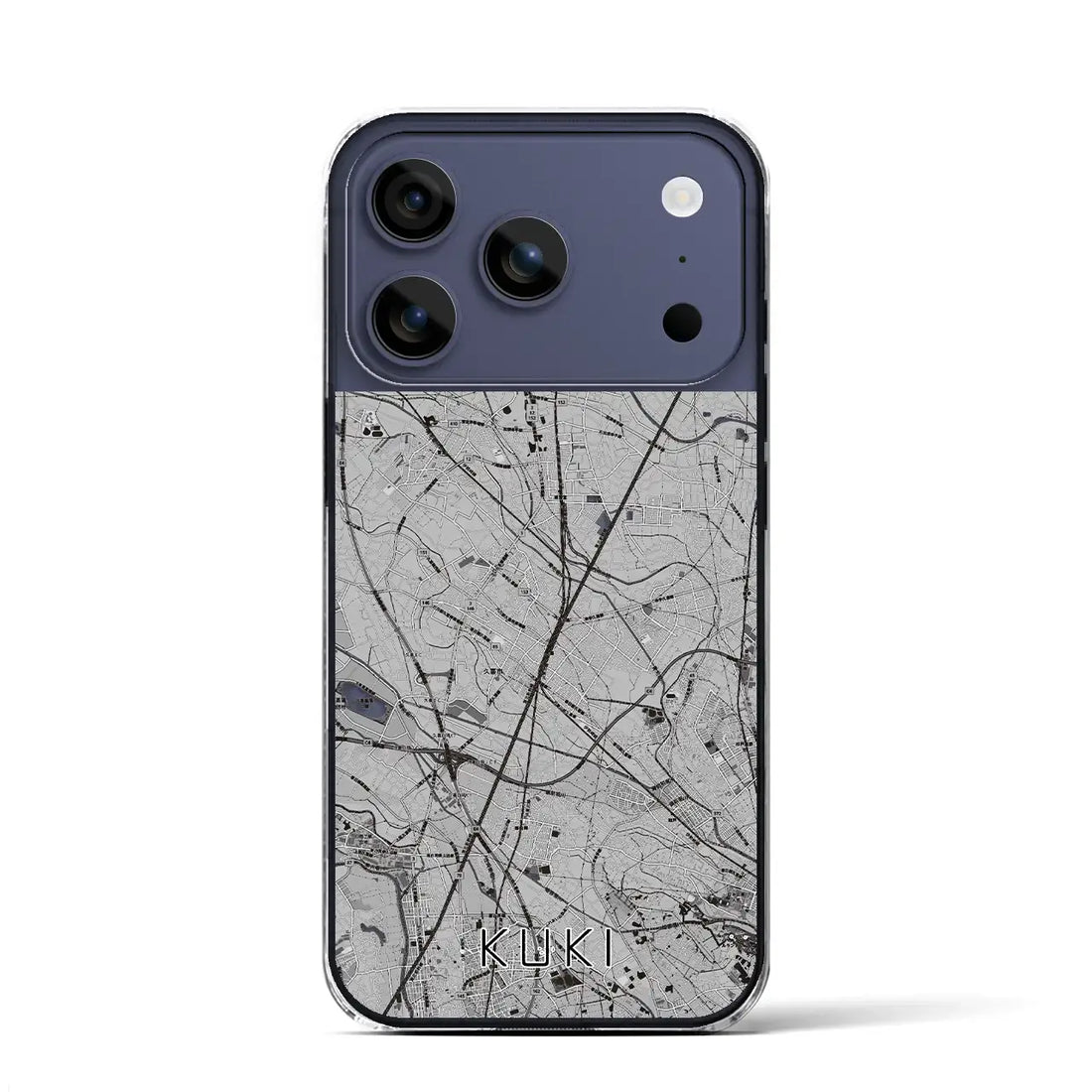 【久喜(埼玉県)】地図柄iPhoneケース(クリアタイプ)モノトーン・iPhone 17 Pro Max 用