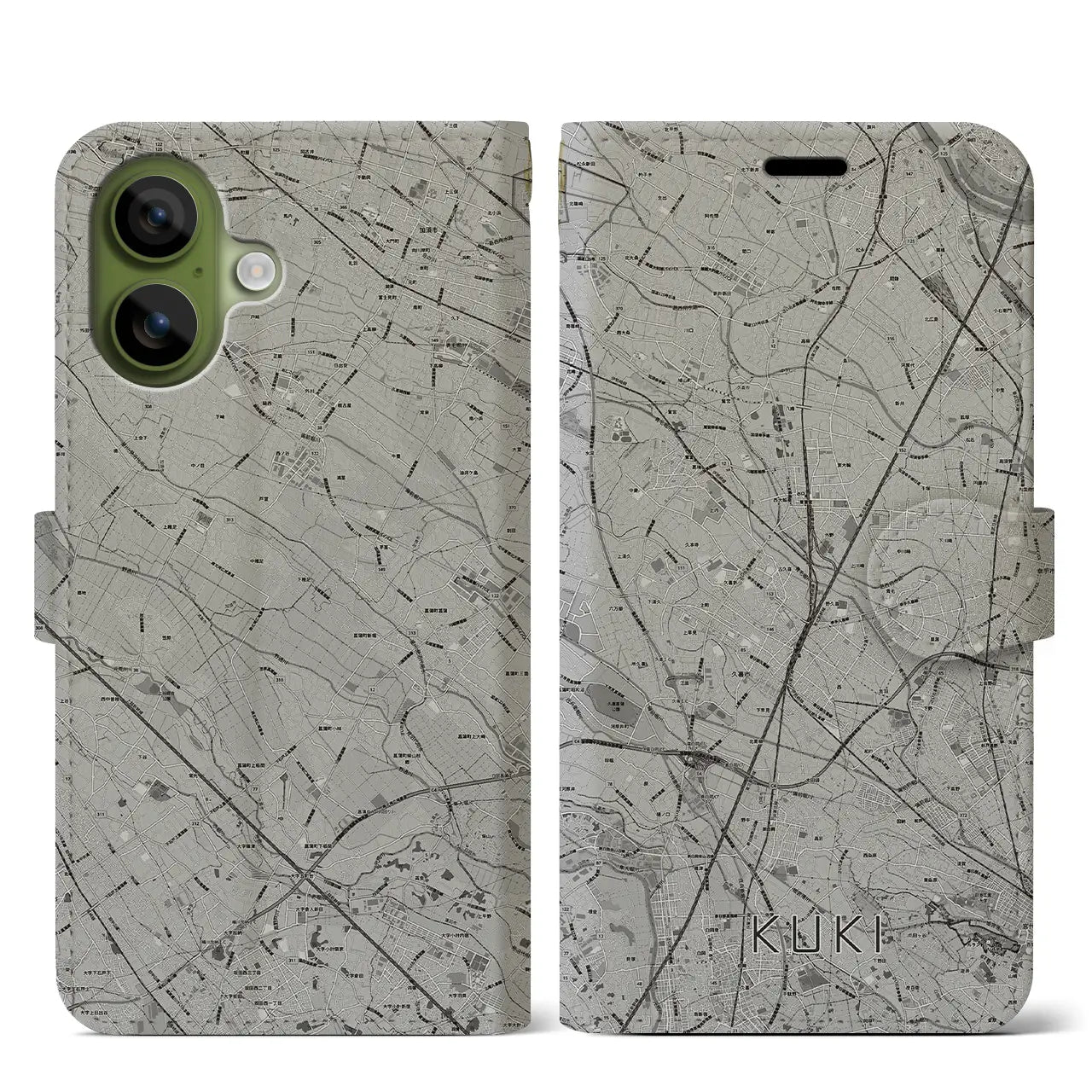 【久喜（埼玉県）】地図柄iPhoneケース（手帳タイプ）