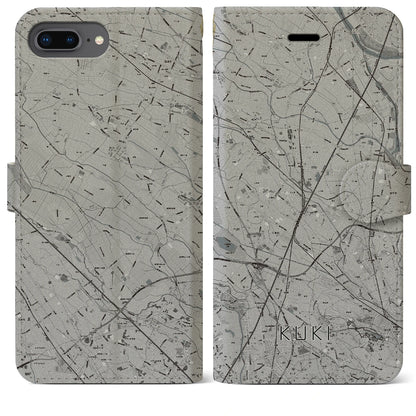 【久喜（埼玉県）】地図柄iPhoneケース（手帳タイプ）モノトーン・iPhone 8Plus /7Plus / 6sPlus / 6Plus 用