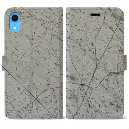 【久喜（埼玉県）】地図柄iPhoneケース（手帳タイプ）モノトーン・iPhone XR 用