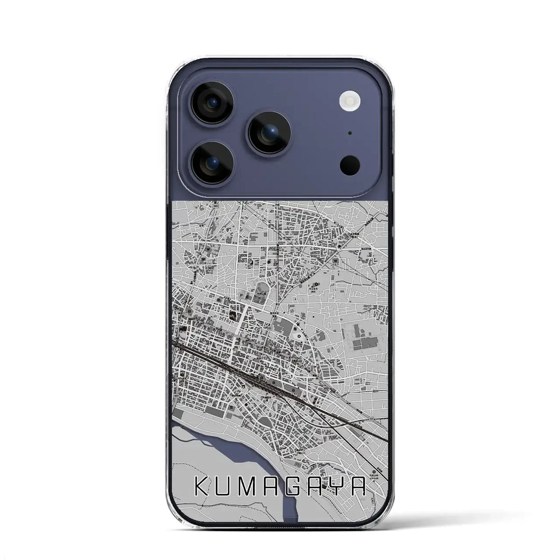 【熊谷（埼玉県）】地図柄iPhoneケース（クリアタイプ）モノトーン・iPhone 17 Pro Max 用