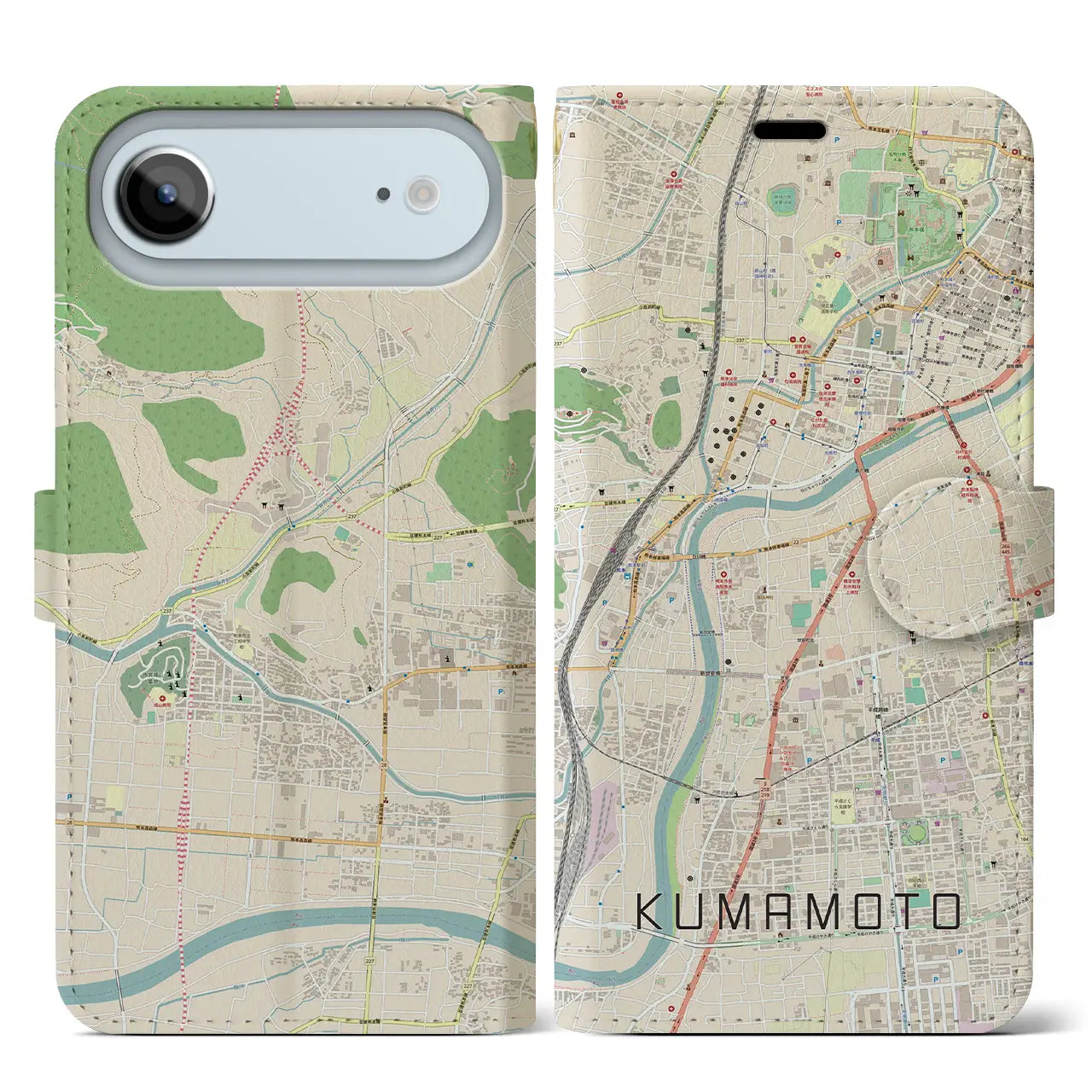 【熊本（熊本県）】地図柄iPhoneケース（手帳タイプ）