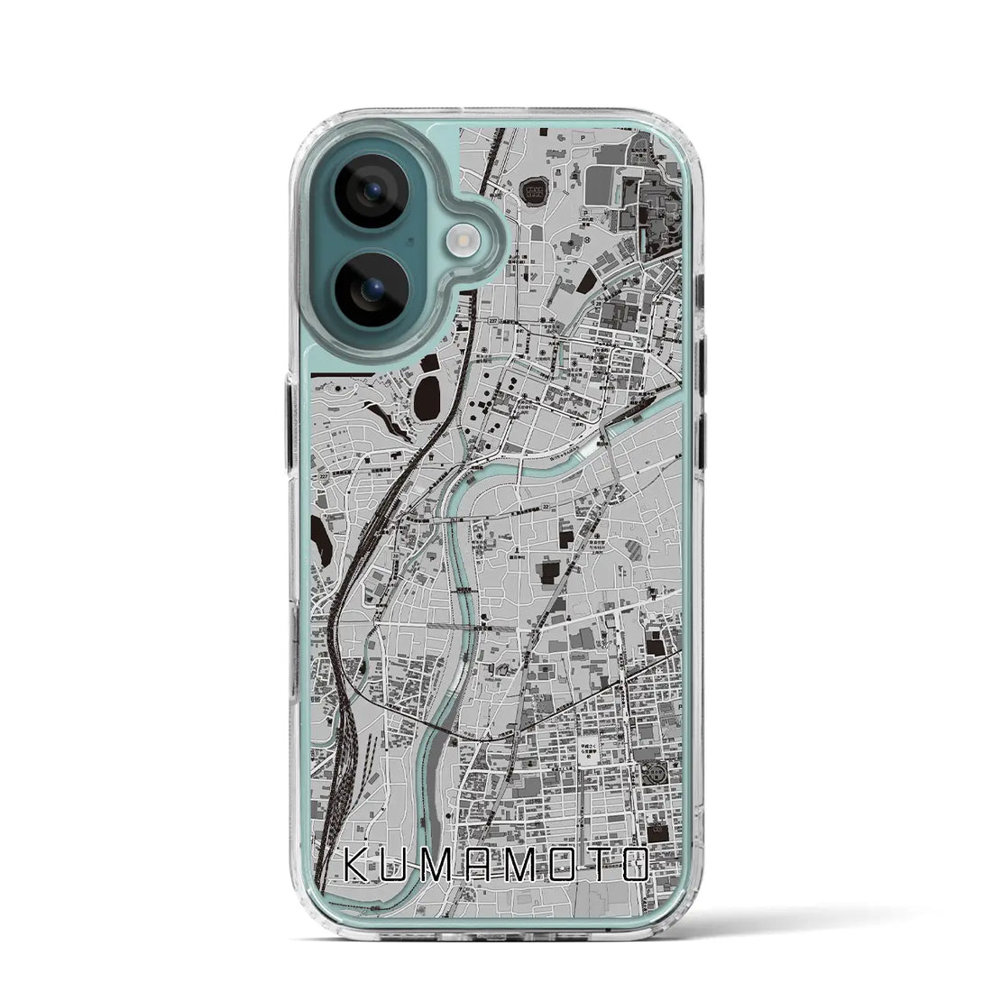 【熊本（熊本県）】地図柄iPhoneケース（MagSafeタイプ）モノトーン・iPhone 16 Pro 用