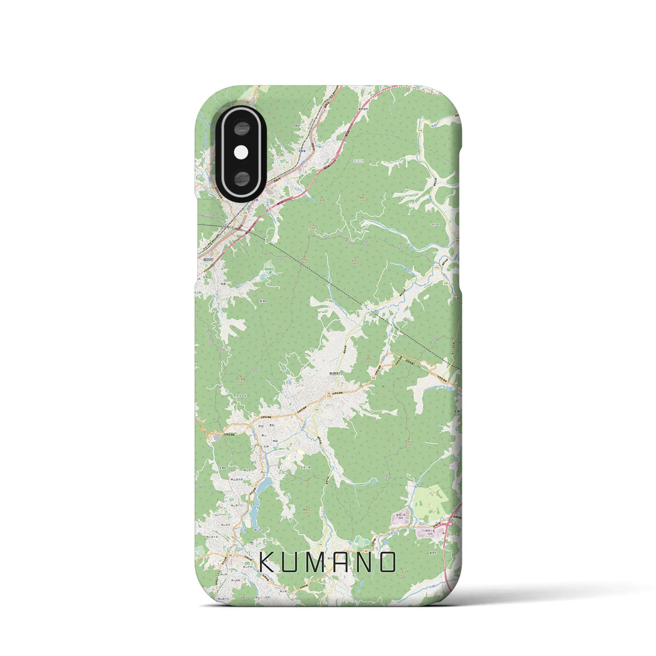 【熊野（広島県）】地図柄iPhoneケース（バックカバータイプ）