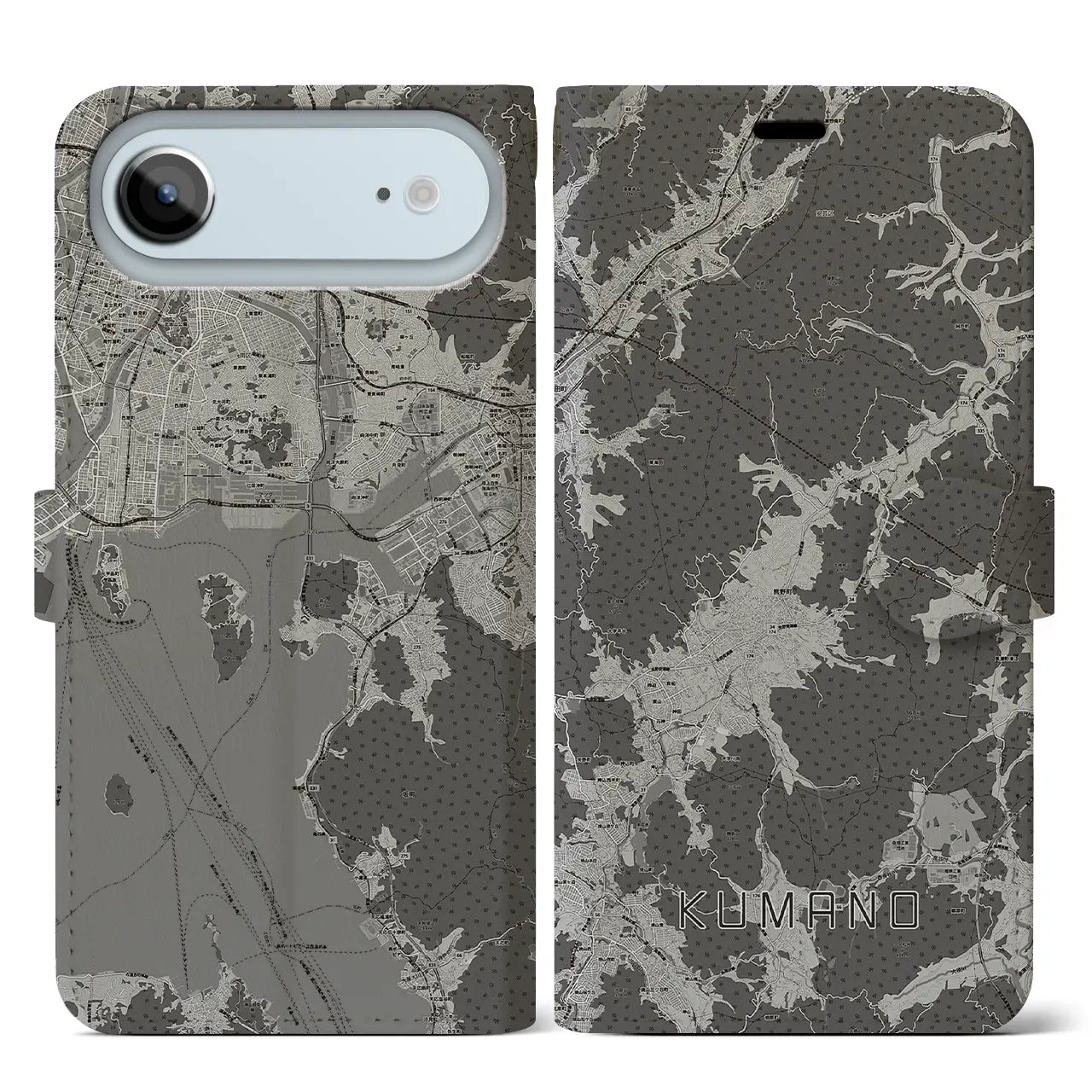 【熊野（広島県）】地図柄iPhoneケース（手帳タイプ）