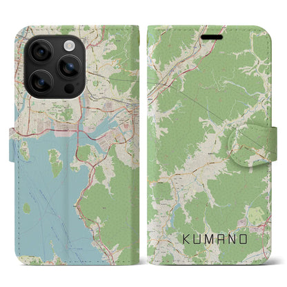 【熊野（広島県）】地図柄iPhoneケース（手帳タイプ）ナチュラル・iPhone 16 用