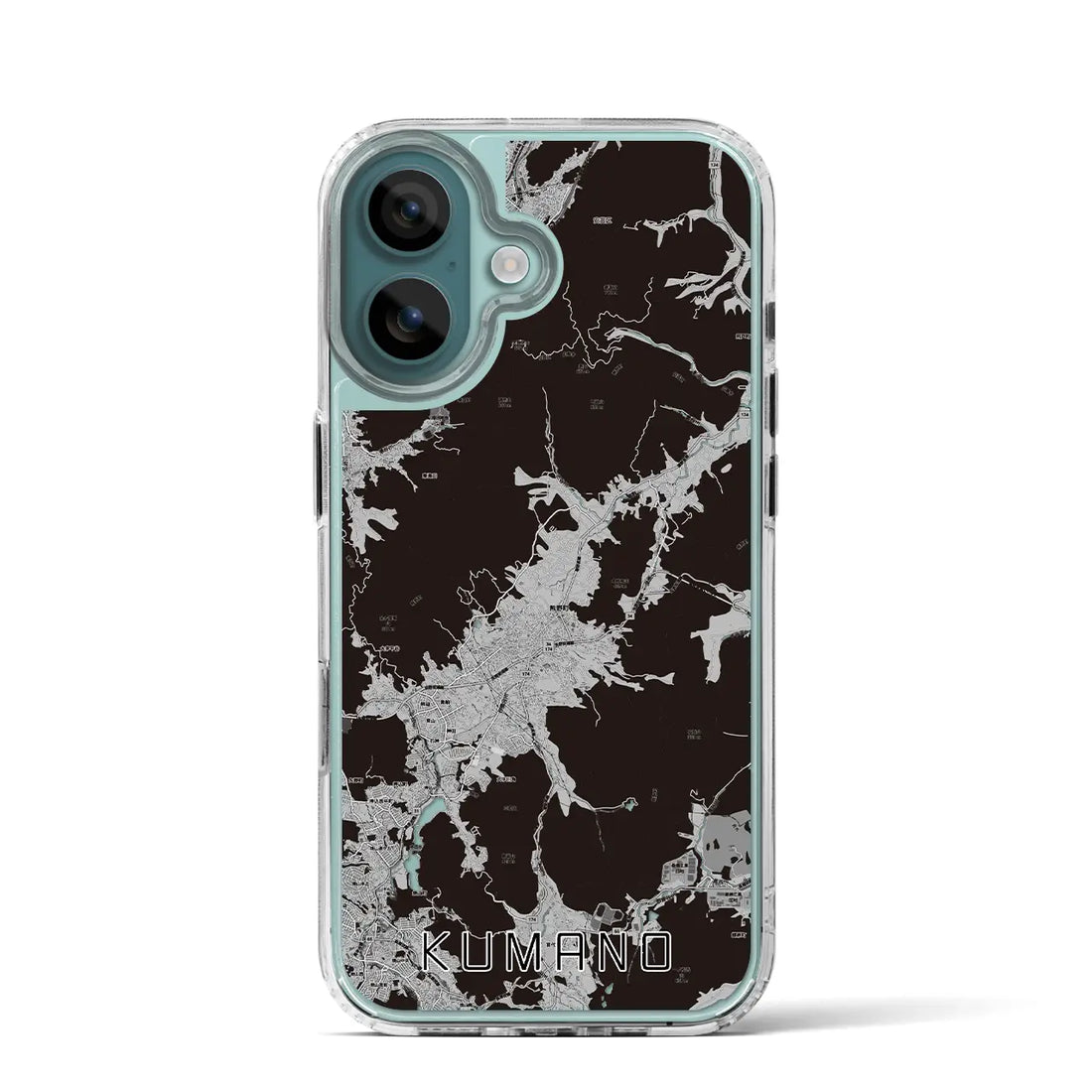 【熊野（広島県）】地図柄iPhoneケース（MagSafeタイプ）モノトーン・iPhone 16 Pro 用
