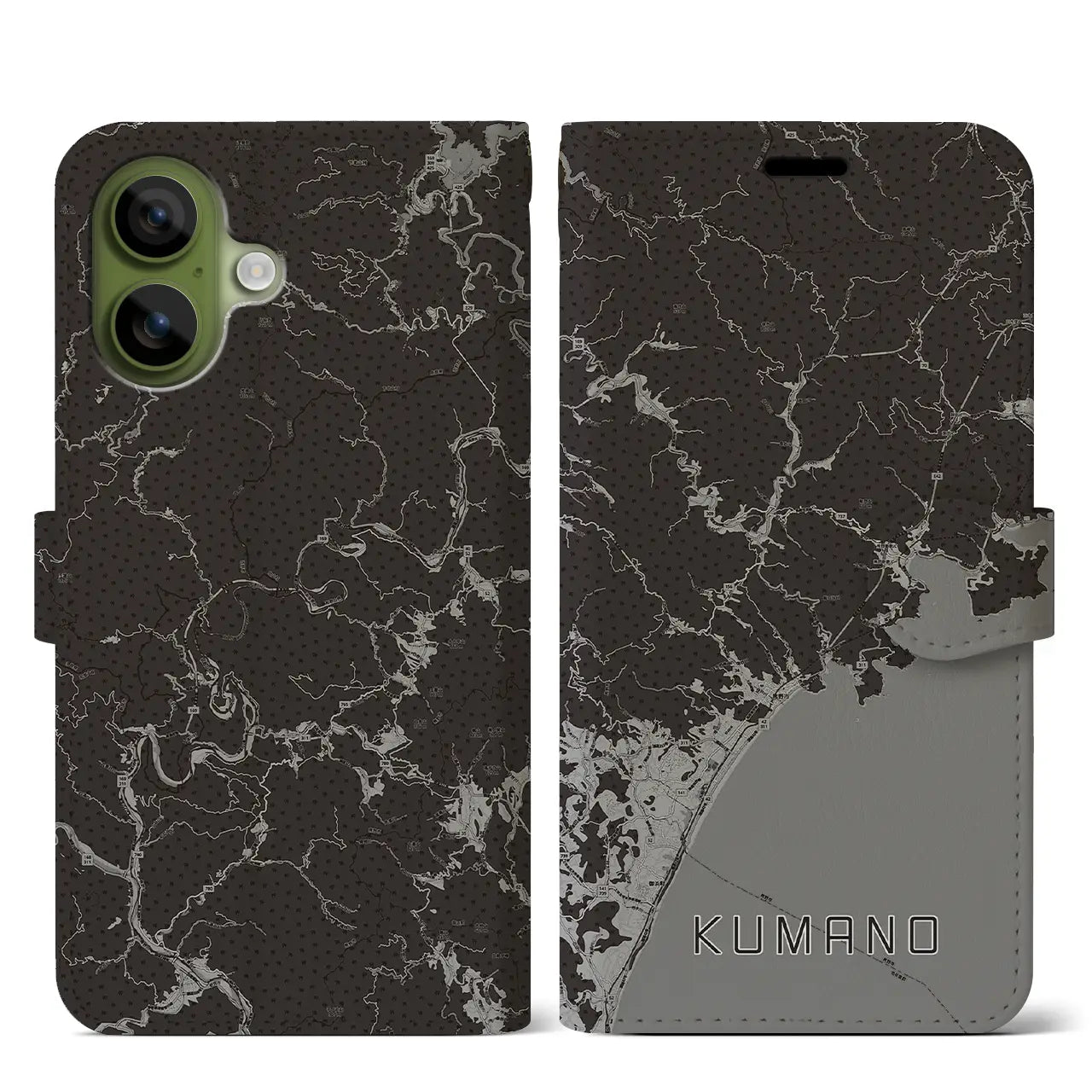 【熊野（三重県）】地図柄iPhoneケース（手帳タイプ）