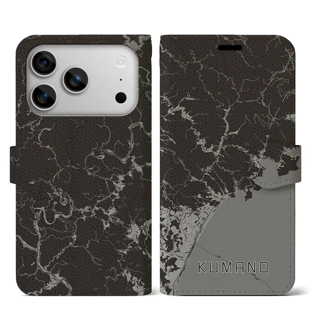 【熊野（三重県）】地図柄iPhoneケース（手帳タイプ）