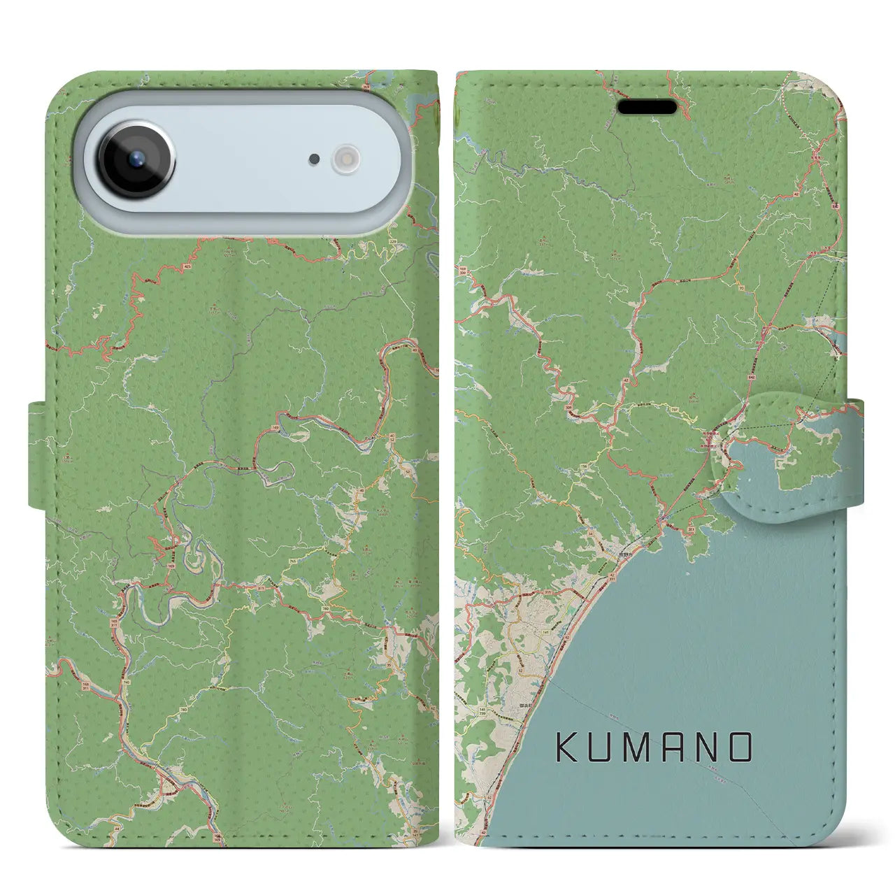 【熊野（三重県）】地図柄iPhoneケース（手帳タイプ）