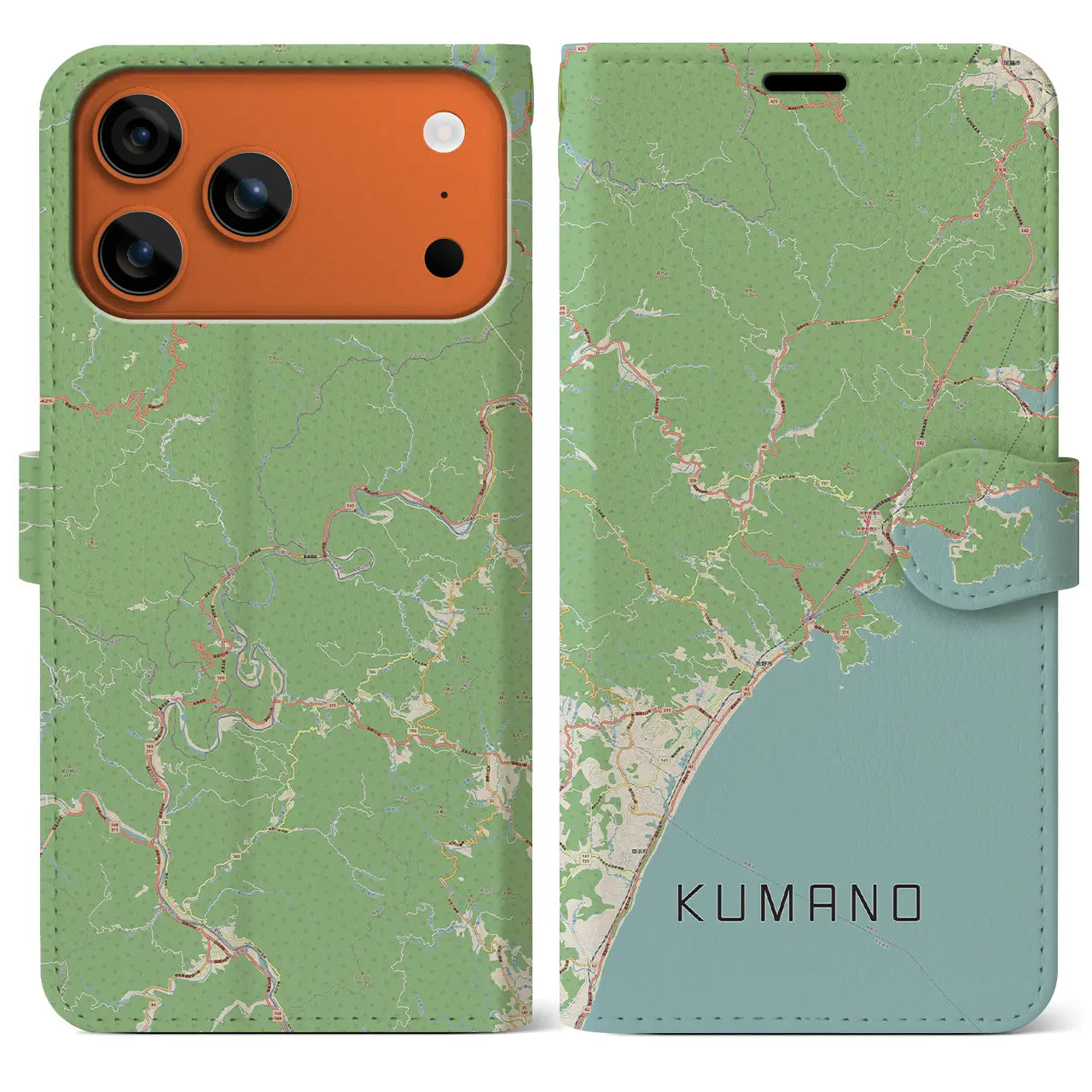 【熊野（三重県）】地図柄iPhoneケース（手帳タイプ）