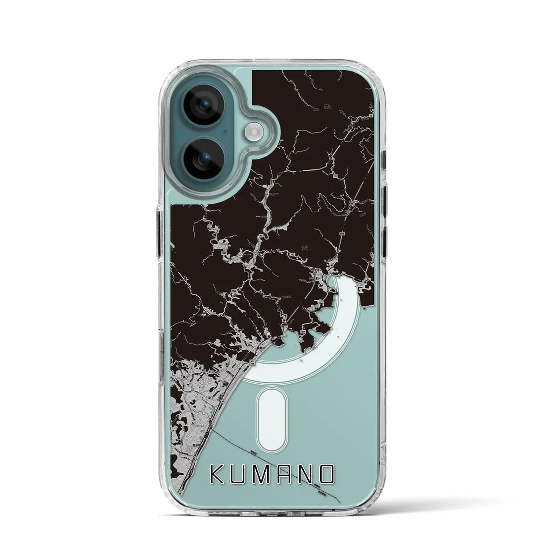 【熊野（三重県）】地図柄iPhoneケース（MagSafeタイプ）モノトーン・iPhone 16 Pro 用