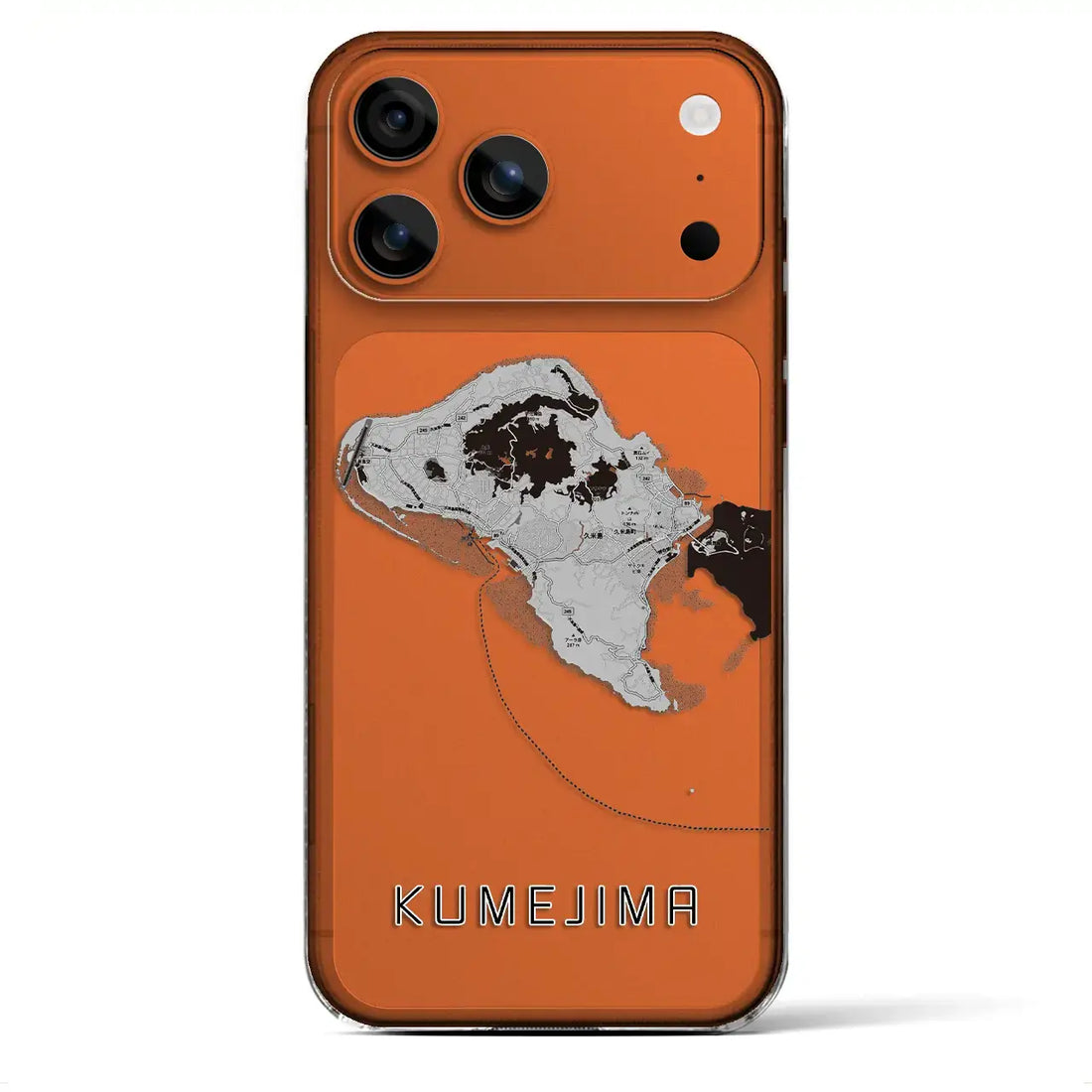 【久米島(沖縄県)】地図柄iPhoneケース(クリアタイプ)モノトーン・iPhone 17 Pro Max 用