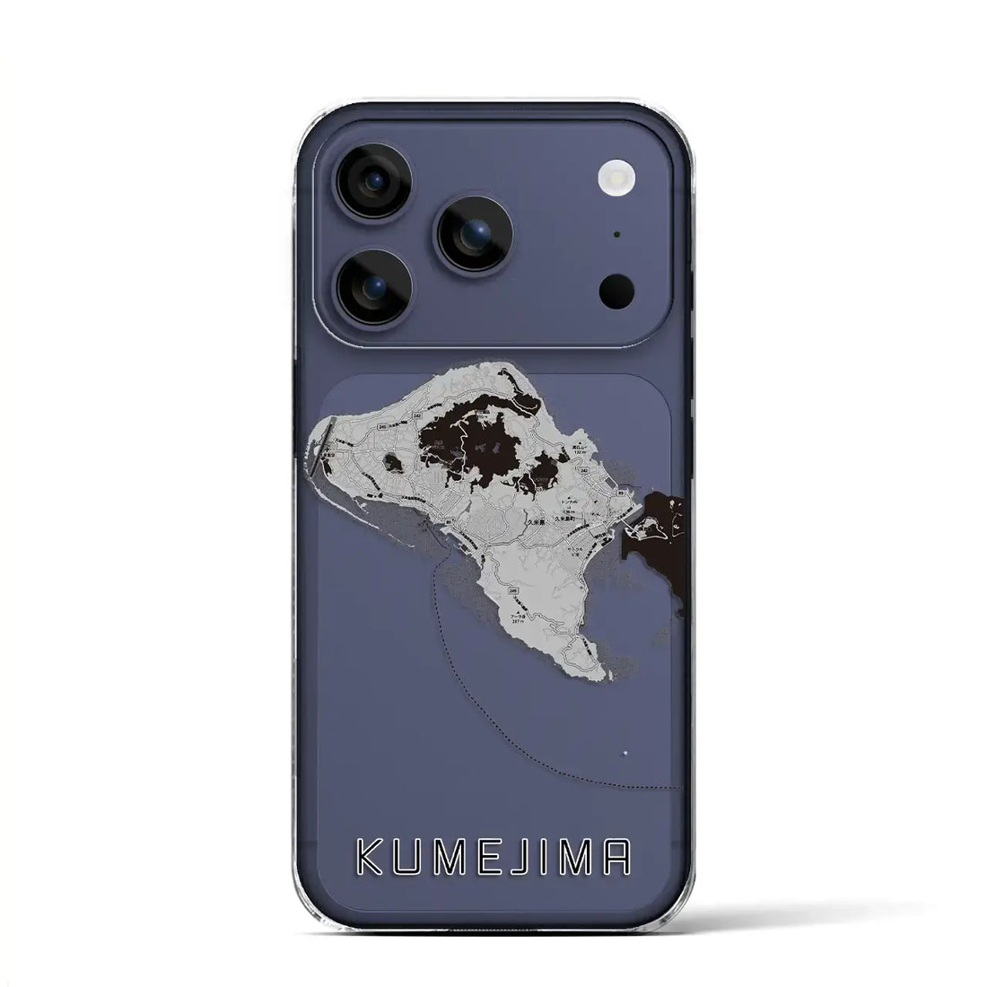 【久米島(沖縄県)】地図柄iPhoneケース(クリアタイプ)モノトーン・iPhone 17 Pro Max 用