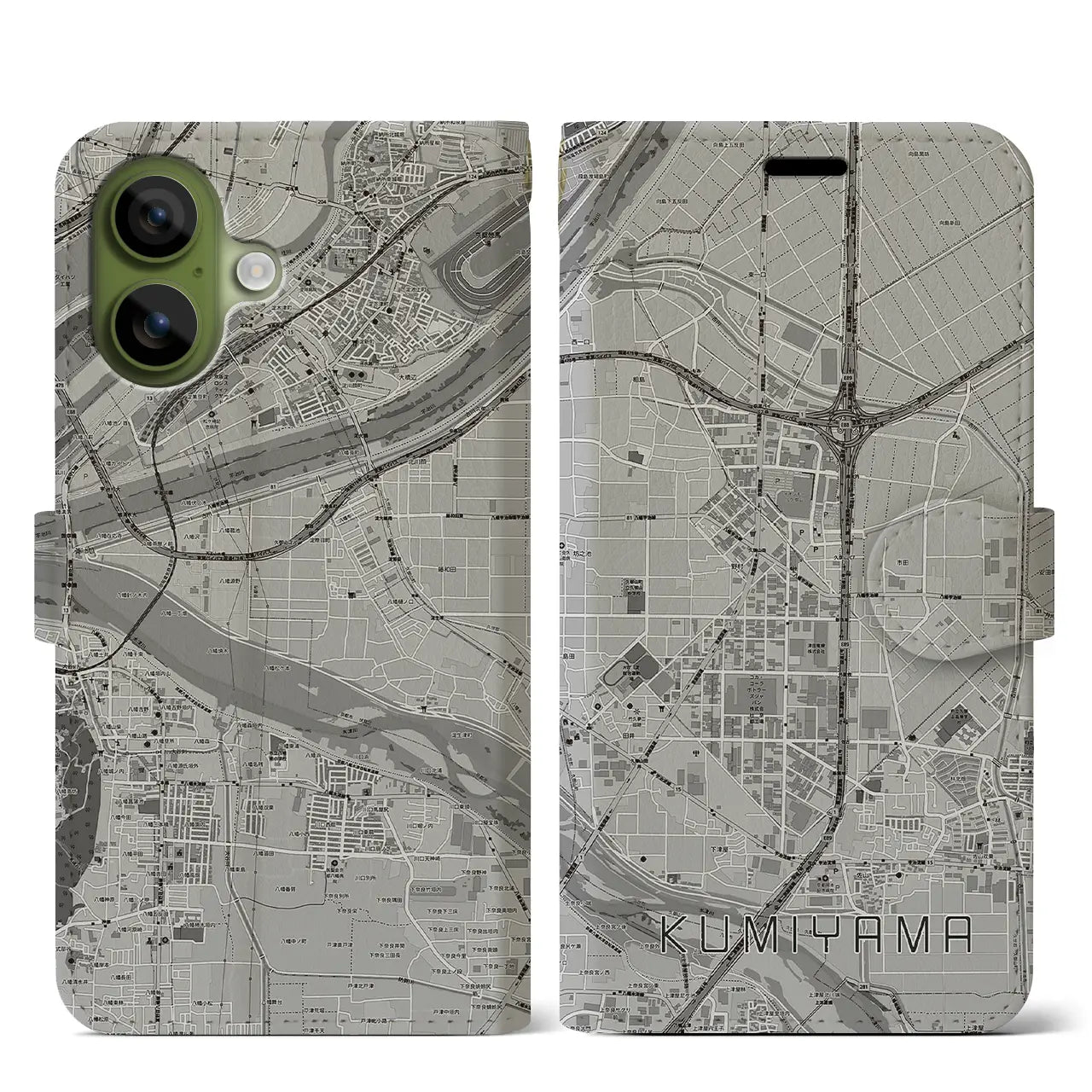 【久御山（京都府）】地図柄iPhoneケース（手帳タイプ）