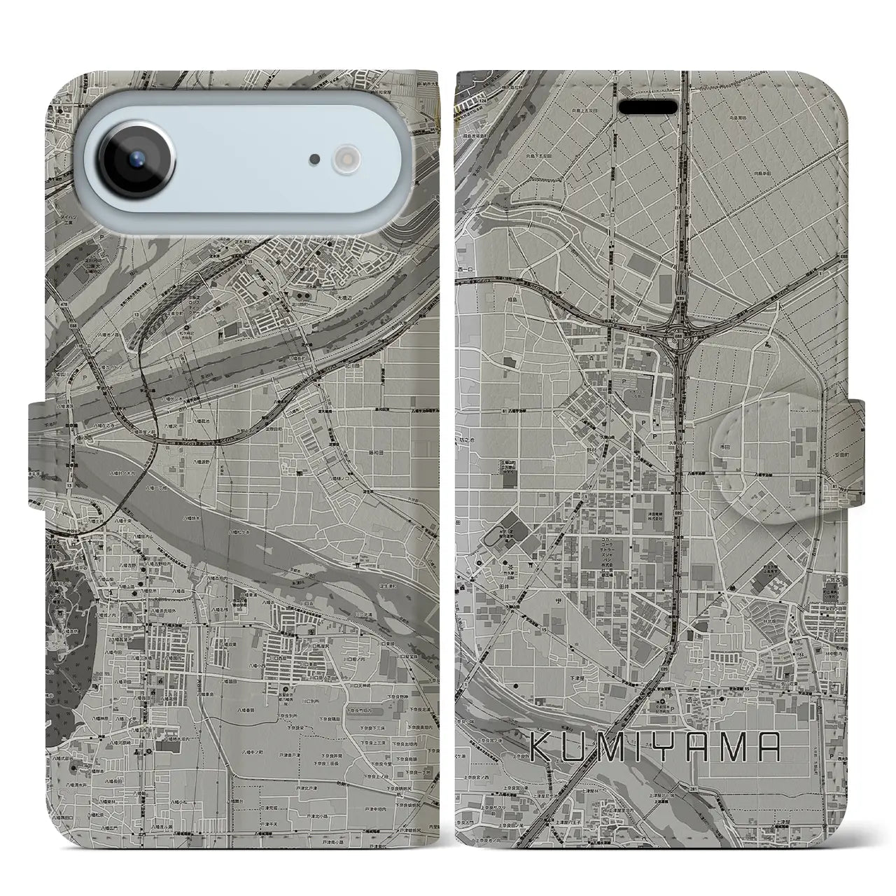 【久御山（京都府）】地図柄iPhoneケース（手帳タイプ）