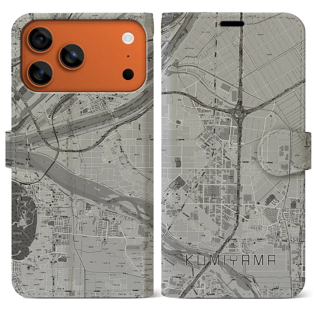 【久御山（京都府）】地図柄iPhoneケース（手帳タイプ）