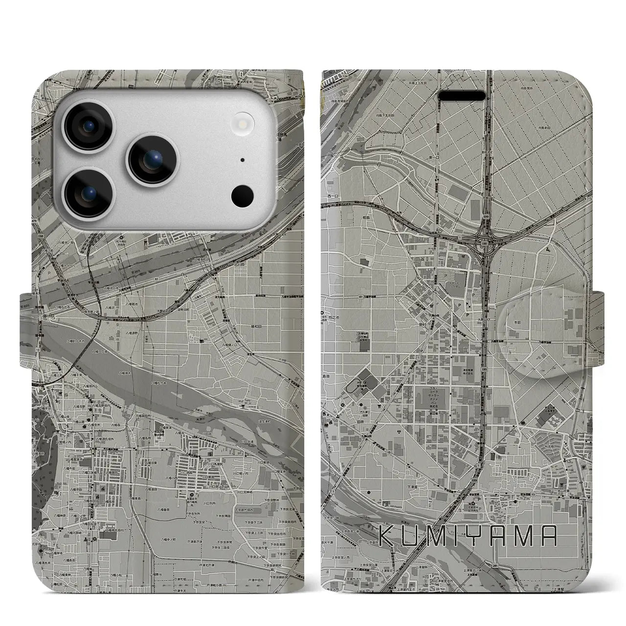 【久御山（京都府）】地図柄iPhoneケース（手帳タイプ）