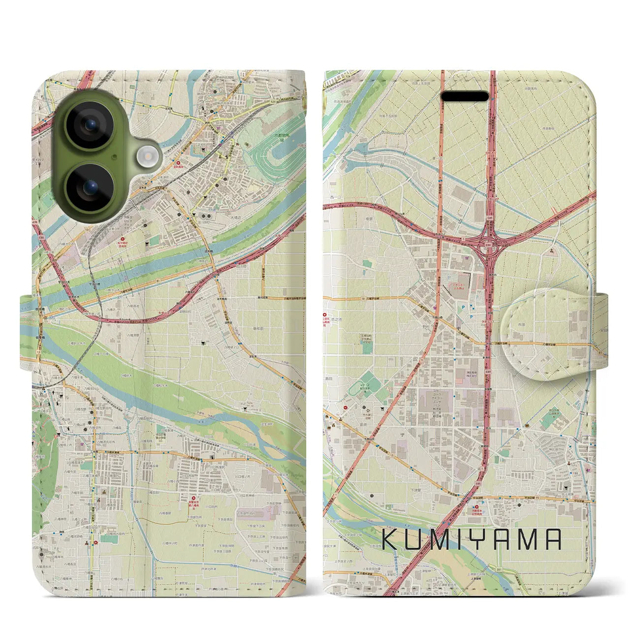 【久御山（京都府）】地図柄iPhoneケース（手帳タイプ）