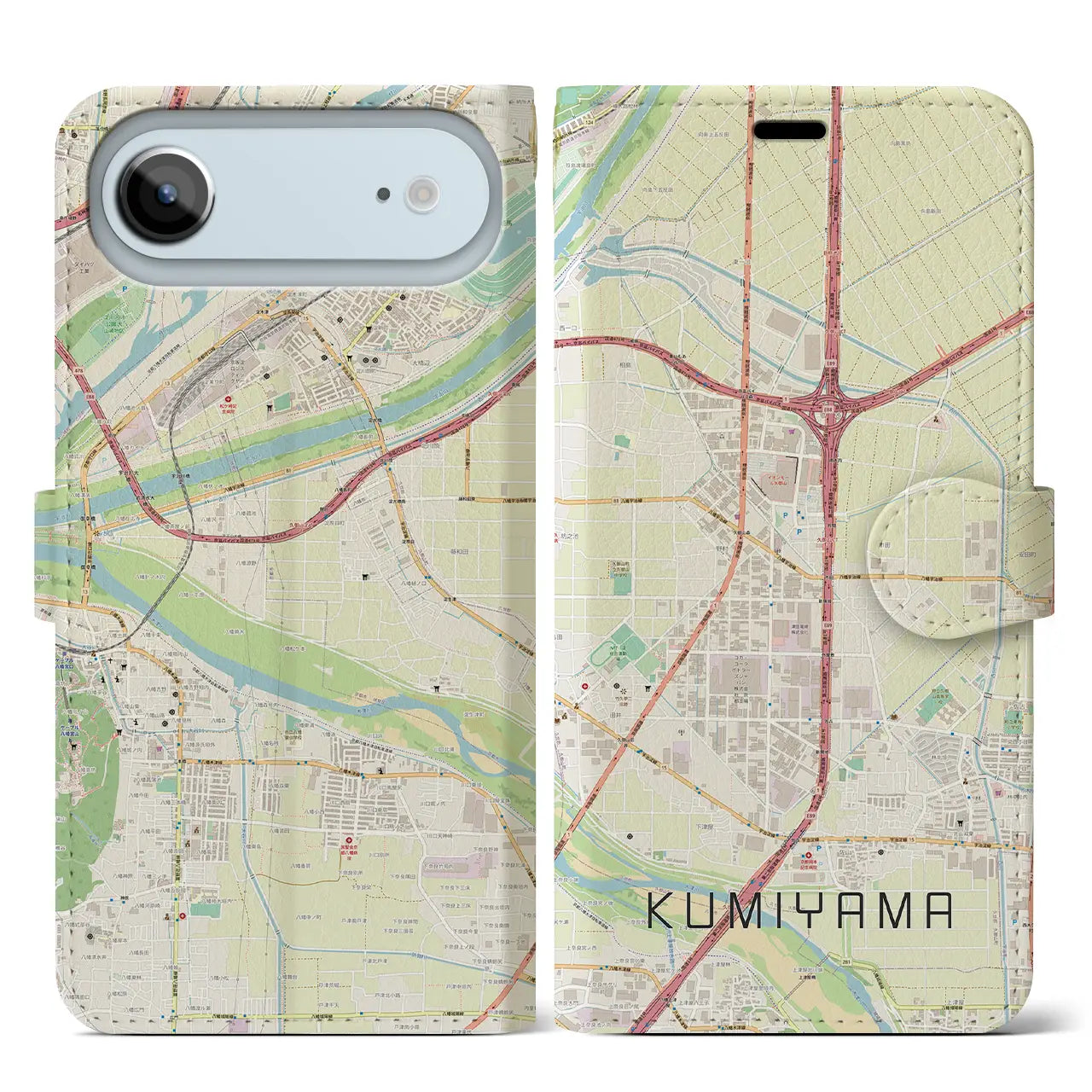 【久御山（京都府）】地図柄iPhoneケース（手帳タイプ）