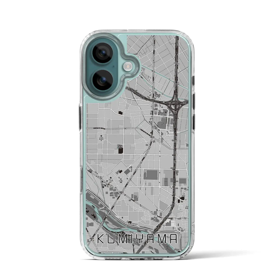 【久御山（京都府）】地図柄iPhoneケース（MagSafeタイプ）モノトーン・iPhone 16 Pro 用