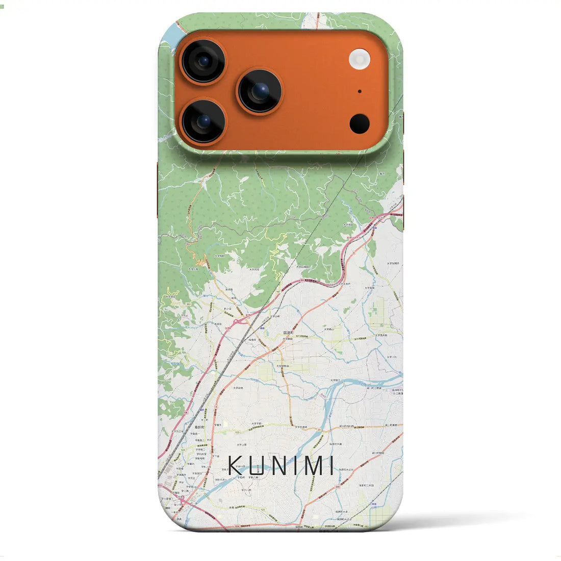 【国見（福島県）】地図柄iPhoneケース（バックカバータイプ）ブラック・iPhone 17 Pro Max 用