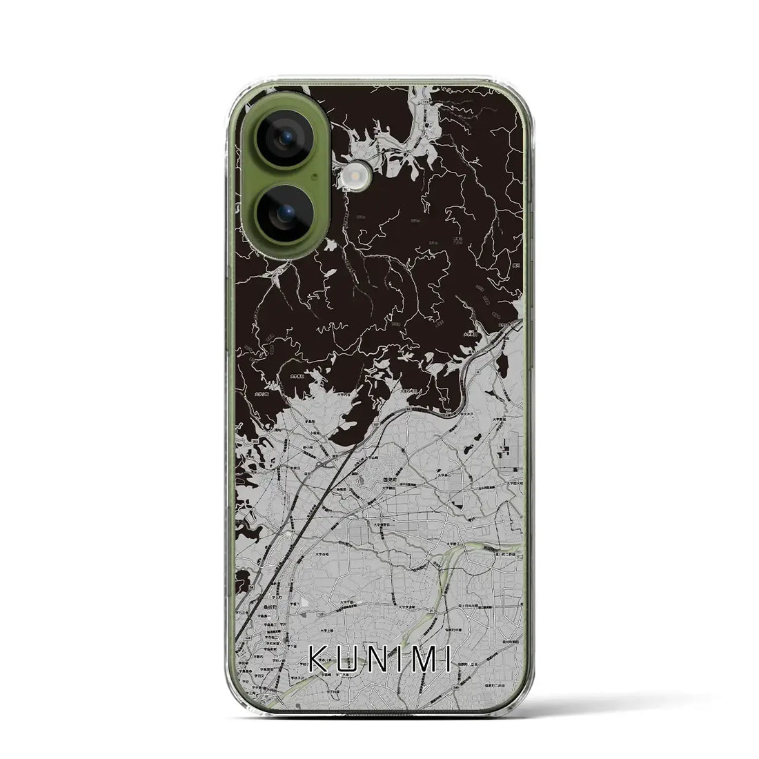 【国見（福島県）】地図柄iPhoneケース（クリアタイプ）モノトーン・iPhone 17 Pro Max 用