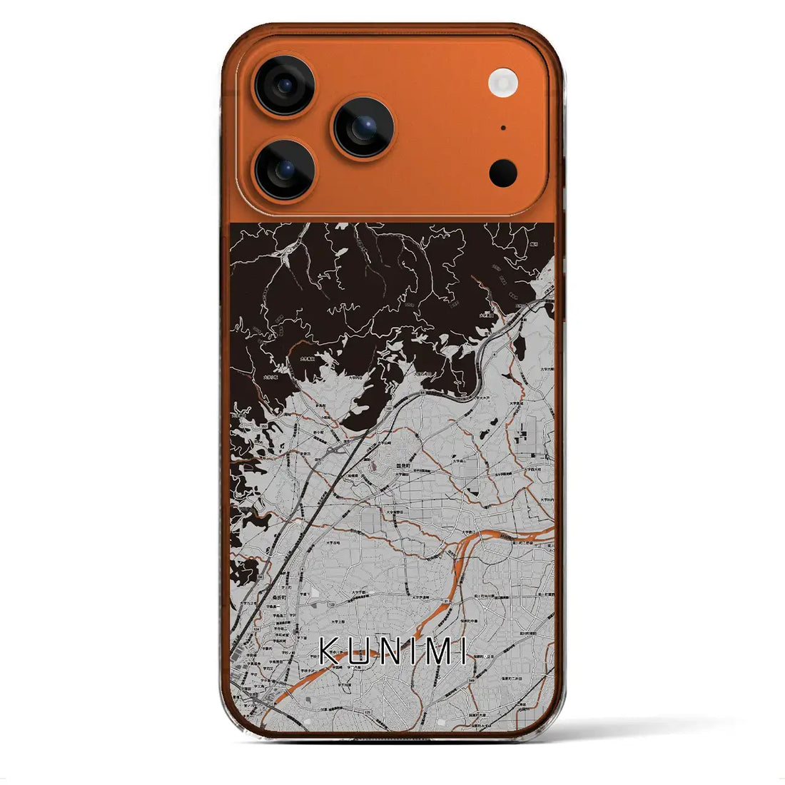 【国見(福島県)】地図柄iPhoneケース(クリアタイプ)モノトーン・iPhone 17 Pro Max 用