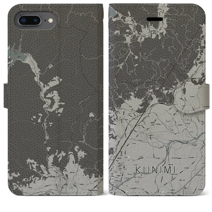 【国見（福島県）】地図柄iPhoneケース（手帳タイプ）モノトーン・iPhone 8Plus /7Plus / 6sPlus / 6Plus 用