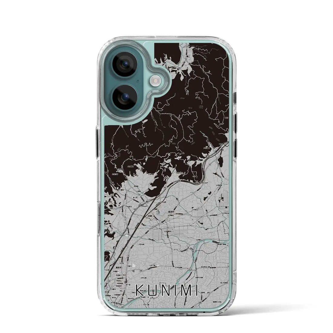 【国見（福島県）】地図柄iPhoneケース（MagSafeタイプ）モノトーン・iPhone 16 Pro 用
