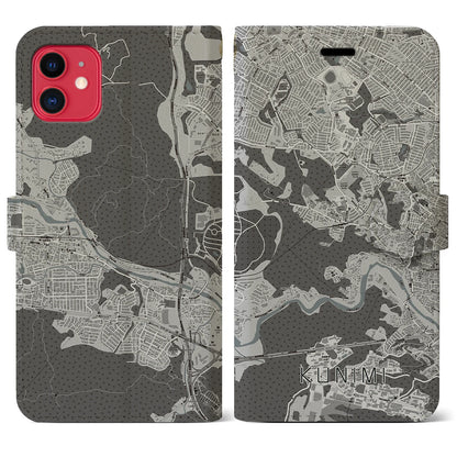 【国見（宮城県）】地図柄iPhoneケース（手帳タイプ）モノトーン・iPhone 11 用