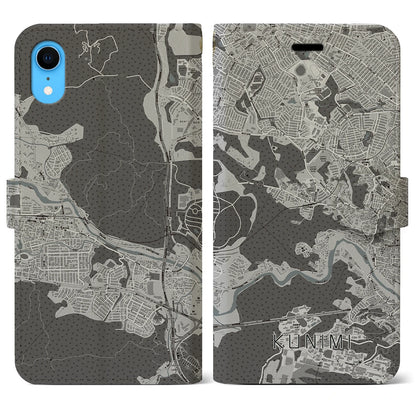 【国見（宮城県）】地図柄iPhoneケース（手帳タイプ）モノトーン・iPhone XR 用