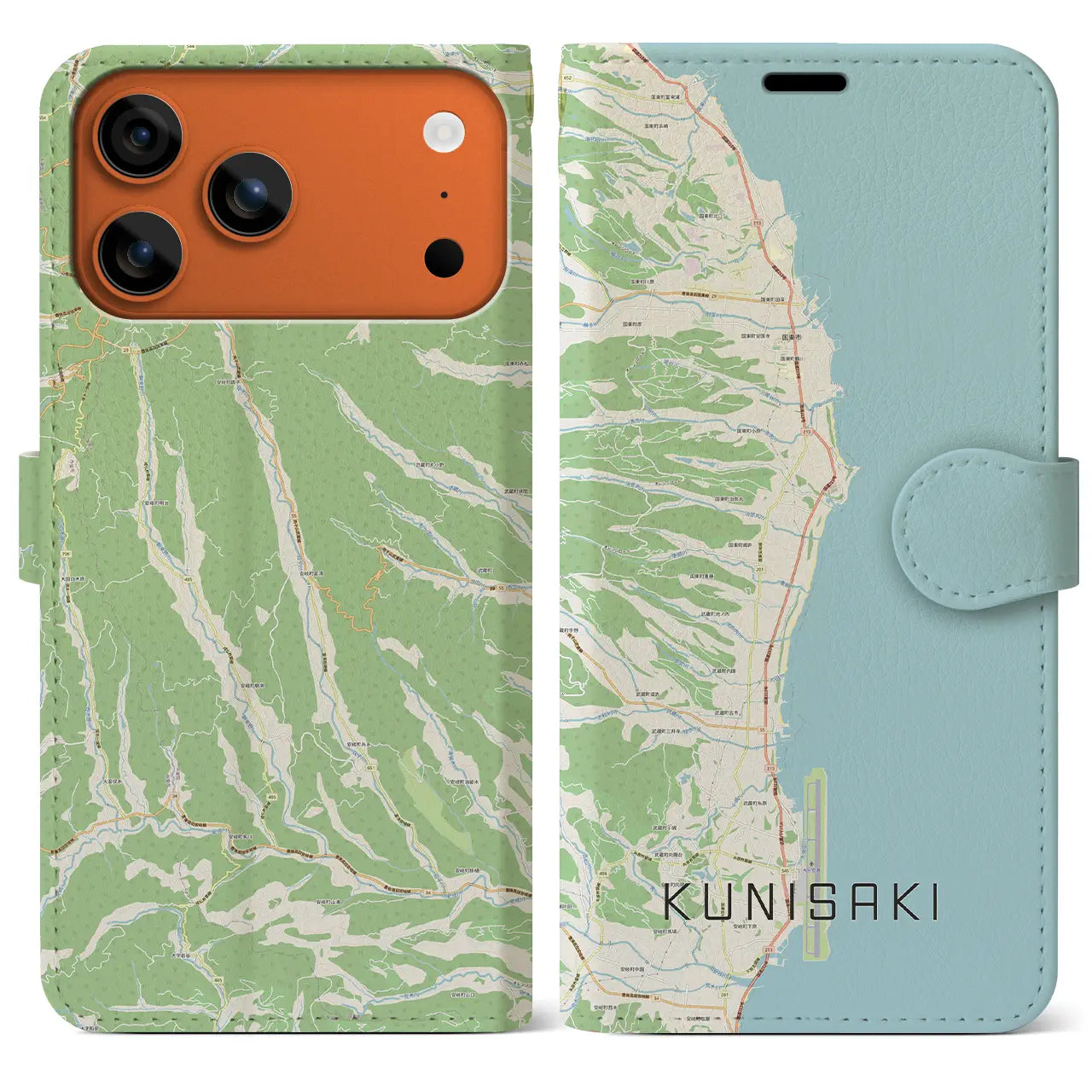 【国東（大分県）】地図柄iPhoneケース（手帳タイプ）