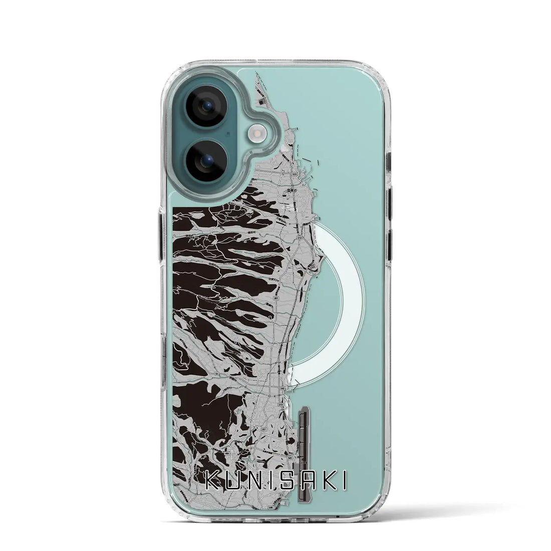 【国東（大分県）】地図柄iPhoneケース（MagSafeタイプ）モノトーン・iPhone 16 Pro 用